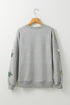 Sequin Tree Bow Graphic Oversized Pullover Sweatshirt