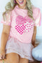 Sequin Trim Patchwork Sleeve Heart Print Graphic Tee