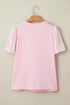 Sequin Trim Patchwork Sleeve Heart Print Graphic Tee