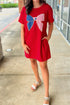 Sequin Trim Star Print Bow Detail T Shirt Dress