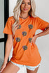 Sequin Turkey Graphic Crew Neck Short Sleeve Tee