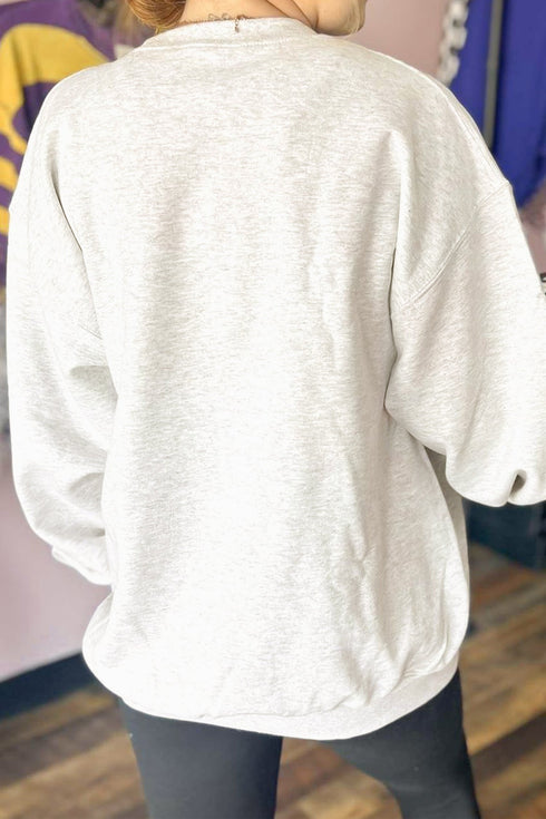 Sequin Turkey Graphic Pocketed Open Front Sweatshirt