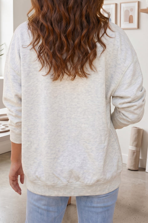 Sequin Turkey Graphic Pocketed Open Front Sweatshirt