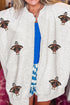 Sequin Turkey Graphic Pocketed Open Front Sweatshirt