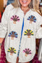 Sequin Turkey Graphic Relaxed Open Front Sweatshirt
