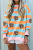 Sequin Turkey Graphic Ribbed Lettuce Trim Long Sleeve Tee