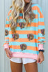 Sequin Turkey Graphic Ribbed Lettuce Trim Long Sleeve Tee