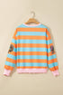 Sequin Turkey Graphic Ribbed Lettuce Trim Long Sleeve Tee