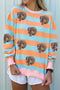 Sequin Turkey Graphic Ribbed Lettuce Trim Long Sleeve Tee