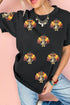 Sequin Turkey Graphic Round Neck T Shirt