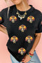 Sequin Turkey Graphic Round Neck T Shirt