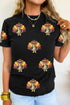 Sequin Turkey Graphic Round Neck T Shirt