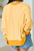 Sequin Turkey Graphic Stripe Split Hem Long Sleeve Tee