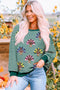Sequin Turkey Graphic Striped Drop Shoulder Pullover Top