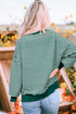 Sequin Turkey Graphic Striped Drop Shoulder Pullover Top