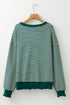 Sequin Turkey Graphic Striped Drop Shoulder Pullover Top