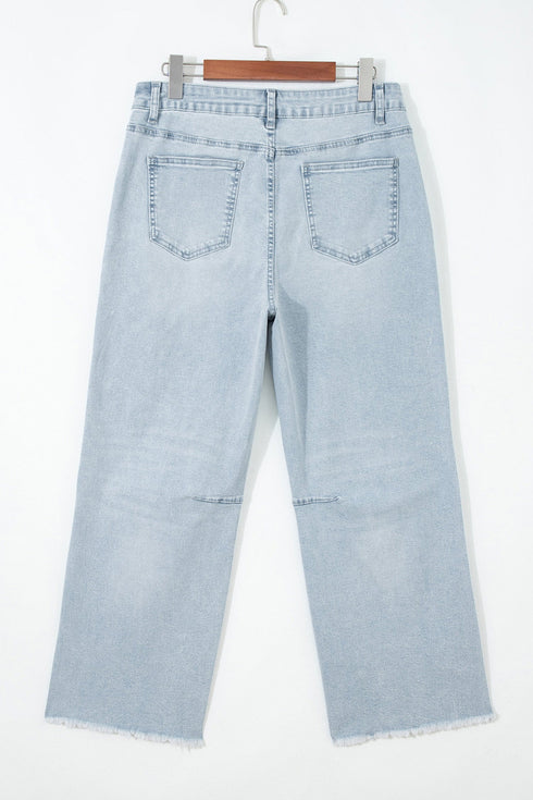 Sequin Turkey Patch Pocket Raw Hem Ankle Length Pants