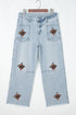 Sequin Turkey Patch Pocket Raw Hem Ankle Length Pants