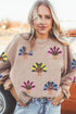 Sequin Turkey Repeat Corded Oversized Graphic Sweatshirt