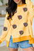 Sequin Turkey Stripe High Low Hem Pullover Sweatshirt