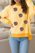 Sequin Turkey Stripe High Low Hem Pullover Sweatshirt