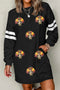 Sequin Turkey Varsity Long Sleeve Shift Dress