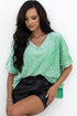 Sequin Velvet Batwing Sleeve V Neck Blouse