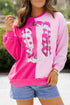 Sequin Western Boot Graphic Two Tone Pullover Sweatshirt