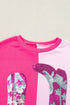 Sequin Western Boot Graphic Two Tone Pullover Sweatshirt