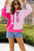 Sequin Western Boot Graphic Two Tone Pullover Sweatshirt