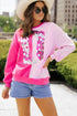 Sequin Western Boot Graphic Two Tone Pullover Sweatshirt