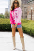 Sequin Western Boot Graphic Two Tone Pullover Sweatshirt