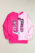 Sequin Western Boot Graphic Two Tone Pullover Sweatshirt