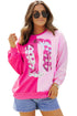 Sequin Western Boot Graphic Two Tone Pullover Sweatshirt