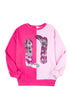 Sequin Western Boot Graphic Two Tone Pullover Sweatshirt