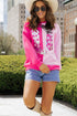 Sequin Western Boot Graphic Two Tone Pullover Sweatshirt