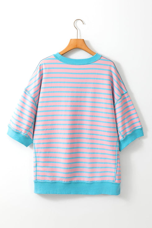 Sequin Western Cactus And Boots Graphic Striped T Shirt