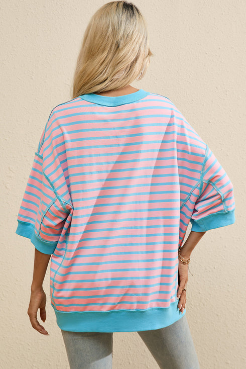 Sequin Western Cactus And Boots Graphic Striped T Shirt