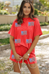 Sequined American Flag Corded Ribbed Texture Graphic Set