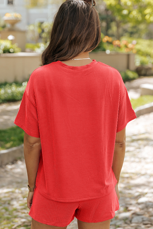 Sequined American Flag Corded Ribbed Texture Graphic Set