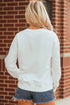 Sequined Baseball Bow Graphic Pullover Sweatshirt