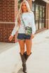 Sequined Baseball Bow Graphic Pullover Sweatshirt