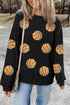 Sequined Basketball Graphic Crew Neck Pullover Sweatshirt