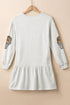 Sequined Basketball Graphic Ruffled Long Sleeve Mini Dress