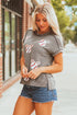 Sequined Bow Ribbed Knit Graphic Short Sleeve Tee