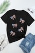 Sequined Bowknot Graphic Short Sleeve Crew Neck T Shirt