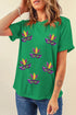 Sequined Carnival Mask Rolled Sleeve Graphic Tee
