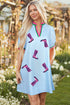 Sequined Cowgirl Boot Print Puff Sleeve V Neck Graphic Dress