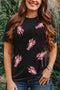 Sequined Crayfish Graphic Short Sleeve Crew Neck T Shirt