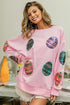 Sequined Easter Egg Drop Shoulder Oversized Sweatshirt